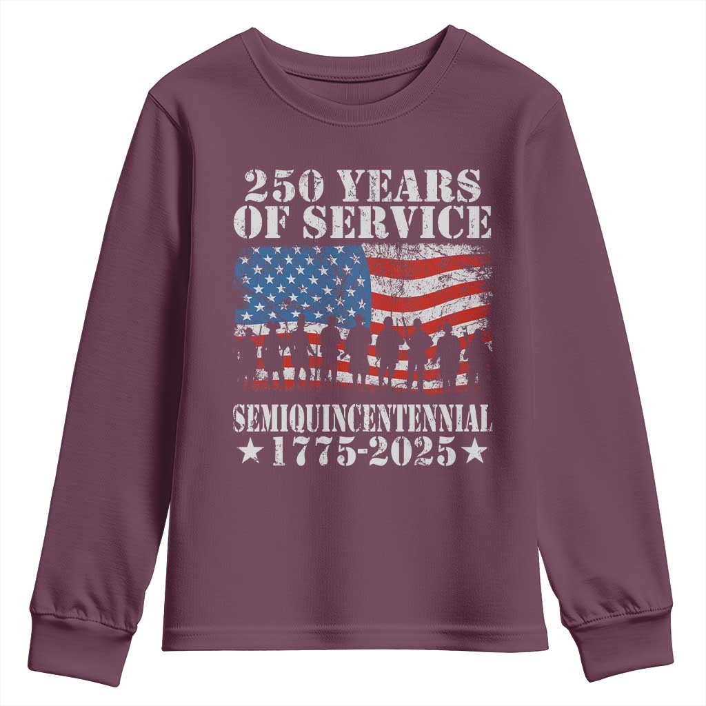 250 Years Of Service Semiquincentennial Youth Sweatshirt US Military Army Birthday American Flag