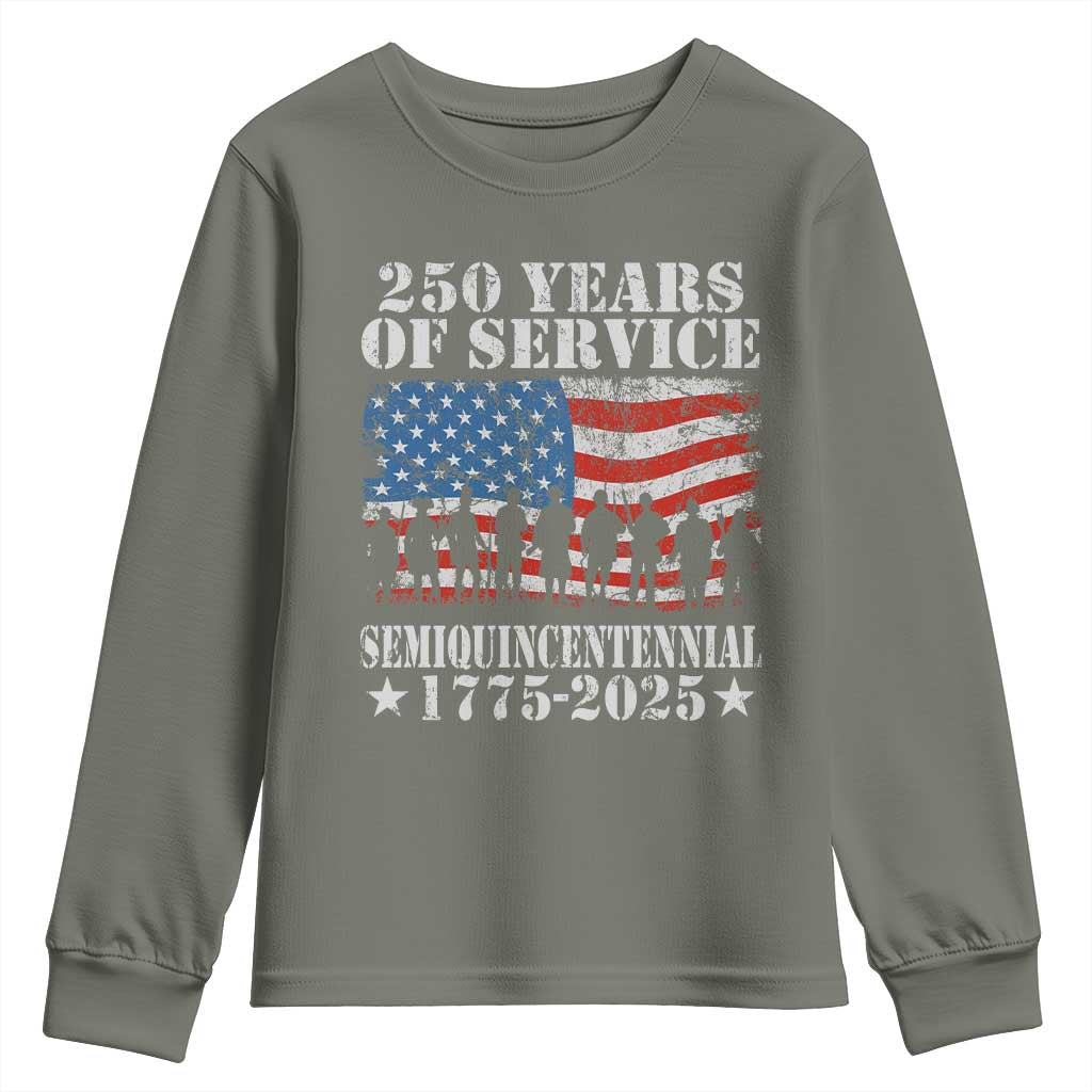 250 Years Of Service Semiquincentennial Youth Sweatshirt US Military Army Birthday American Flag