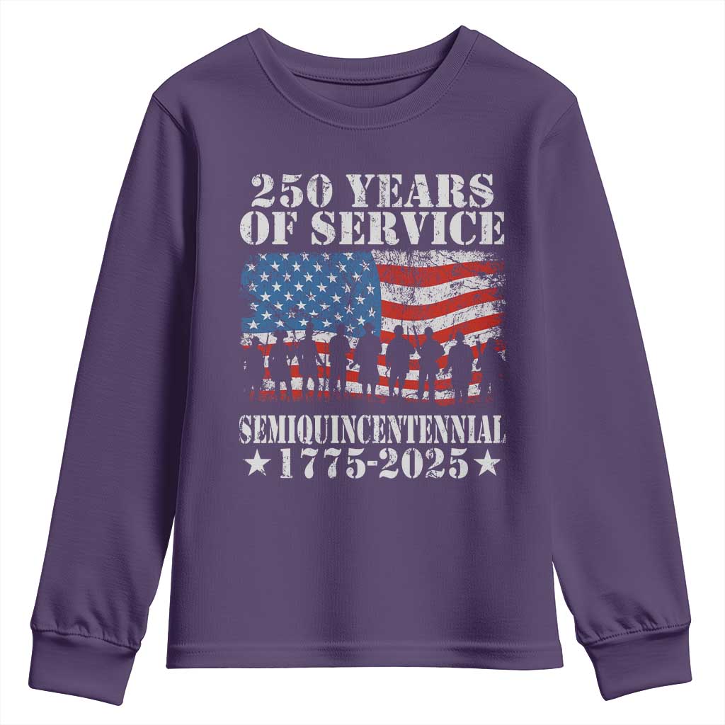 250 Years Of Service Semiquincentennial Youth Sweatshirt US Military Army Birthday American Flag