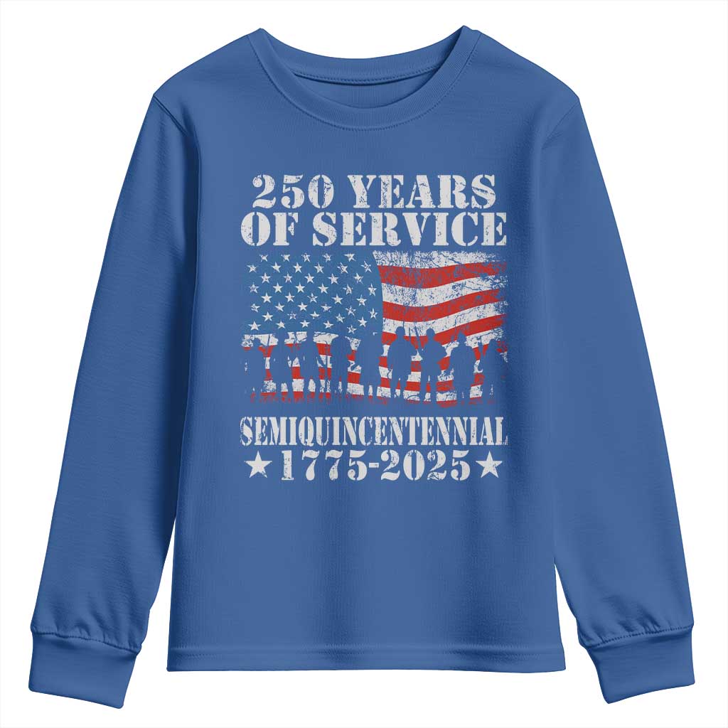 250 Years Of Service Semiquincentennial Youth Sweatshirt US Military Army Birthday American Flag