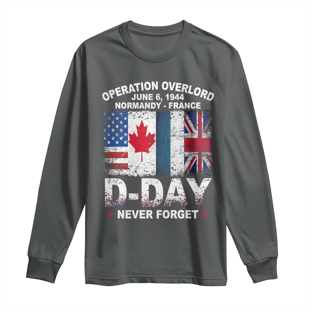 Operation Overlord D Day Normandy France WWII Never Forget Long Sleeve Shirt
