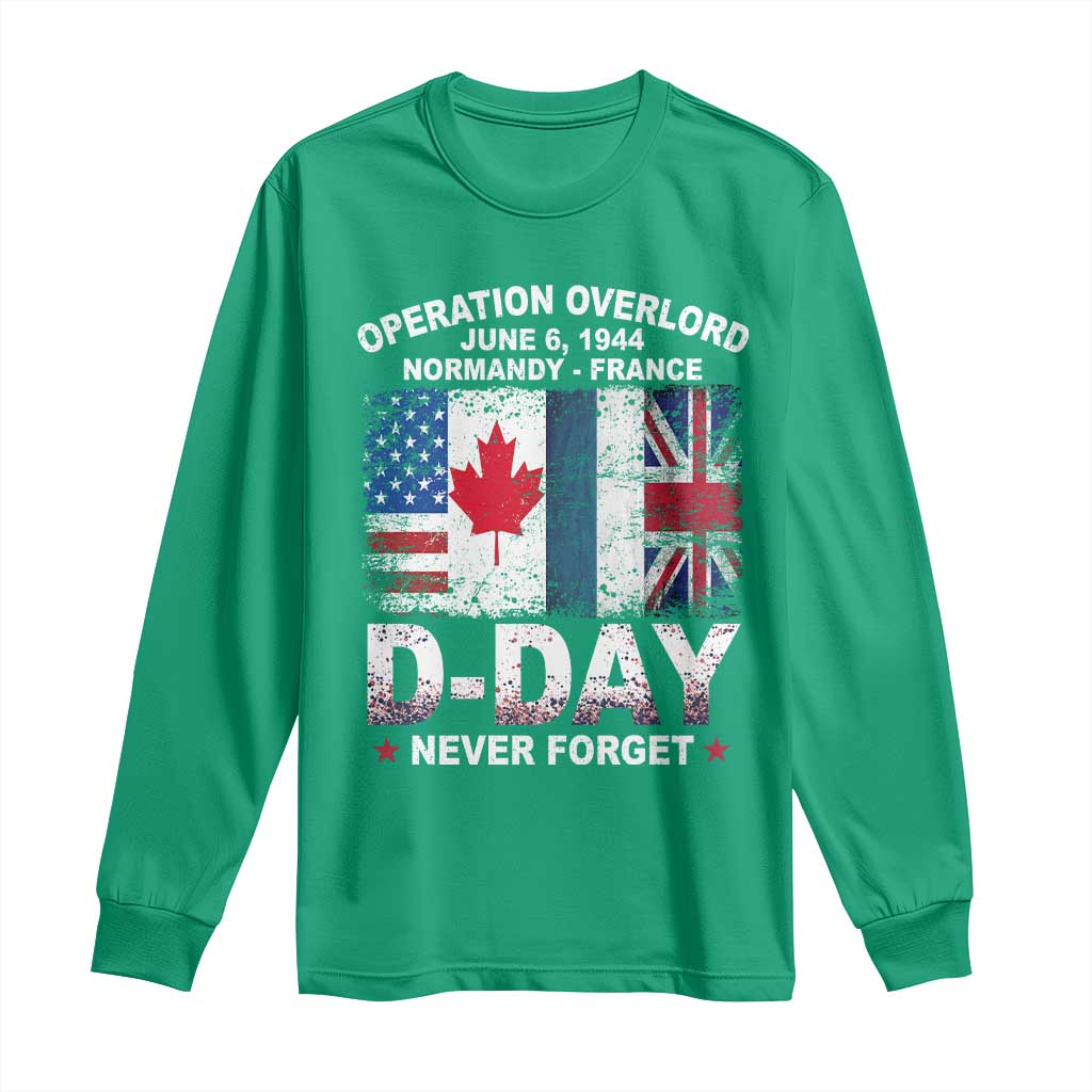 Operation Overlord D Day Normandy France WWII Never Forget Long Sleeve Shirt