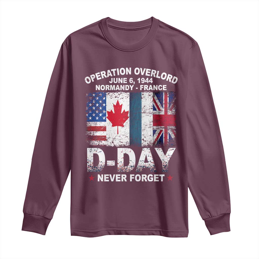 Operation Overlord D Day Normandy France WWII Never Forget Long Sleeve Shirt