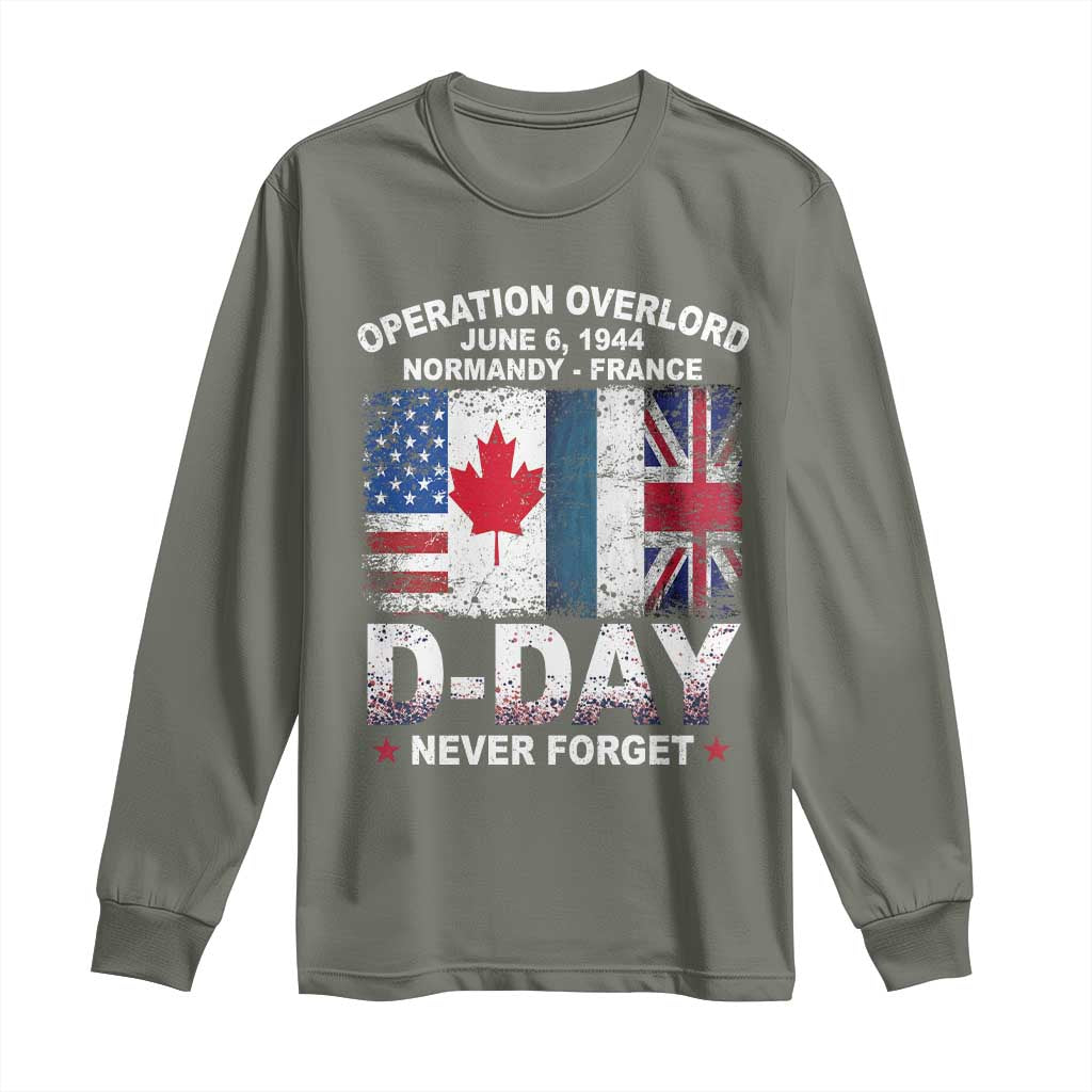 Operation Overlord D Day Normandy France WWII Never Forget Long Sleeve Shirt