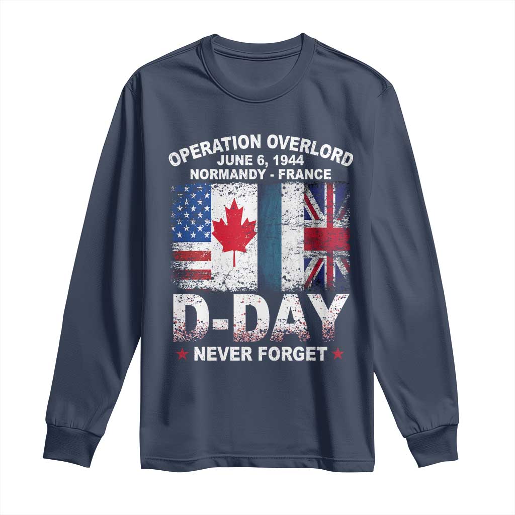 Operation Overlord D Day Normandy France WWII Never Forget Long Sleeve Shirt