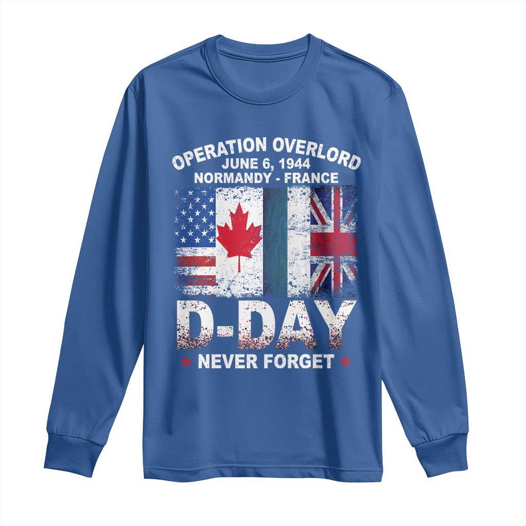 Operation Overlord D Day Normandy France WWII Never Forget Long Sleeve Shirt