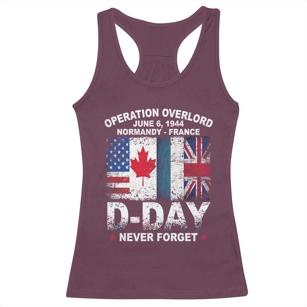 Operation Overlord D Day Normandy France WWII Never Forget Racerback Tank Top