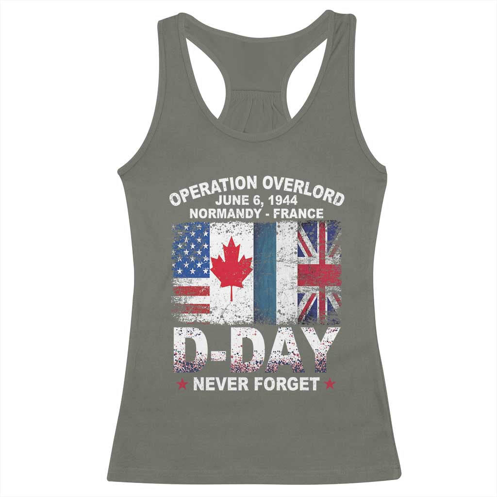 Operation Overlord D Day Normandy France WWII Never Forget Racerback Tank Top