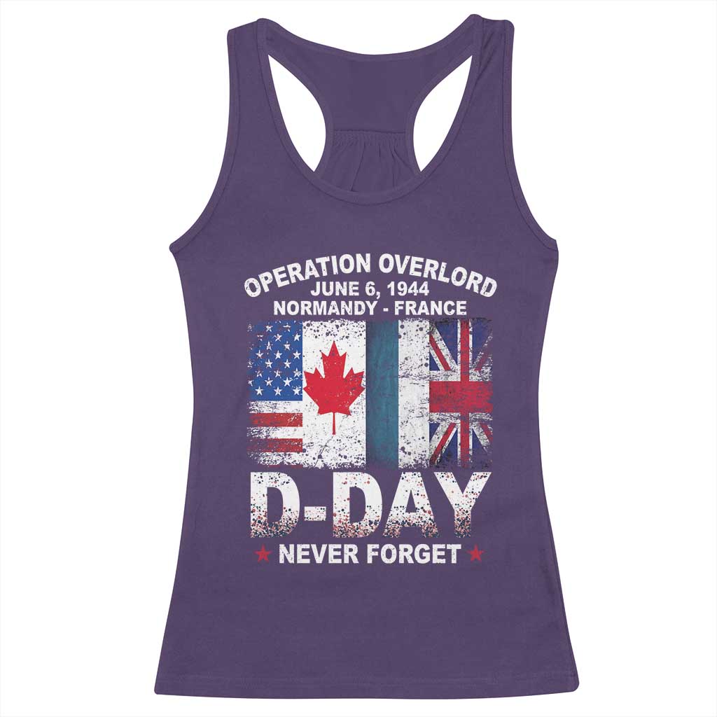 Operation Overlord D Day Normandy France WWII Never Forget Racerback Tank Top