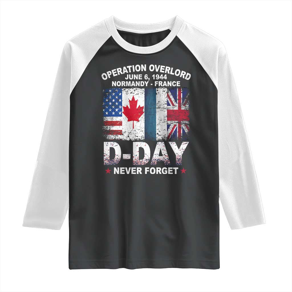 Operation Overlord D Day Normandy France WWII Never Forget Raglan Shirt