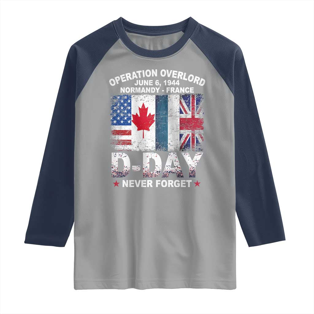 Operation Overlord D Day Normandy France WWII Never Forget Raglan Shirt