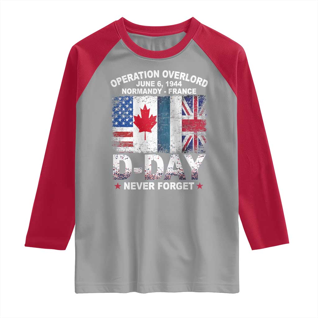 Operation Overlord D Day Normandy France WWII Never Forget Raglan Shirt