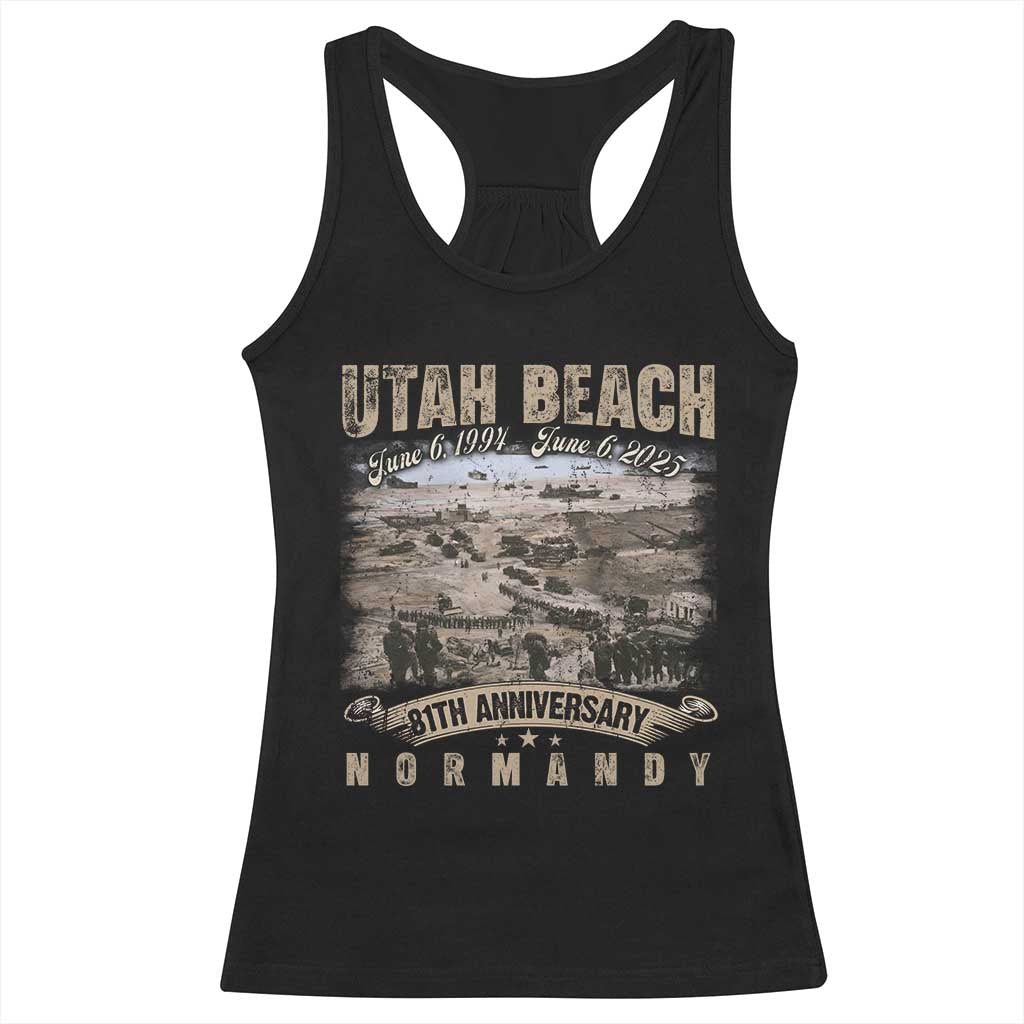 Utah Beach D Day 81 ST Anniversary Honor History Normandy WWII Racerback Tank Top