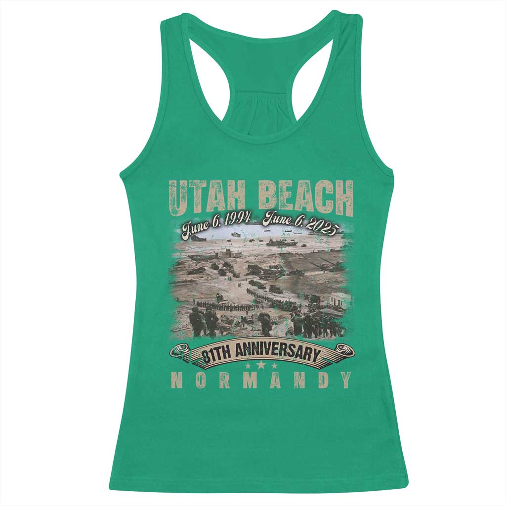 Utah Beach D Day 81 ST Anniversary Honor History Normandy WWII Racerback Tank Top