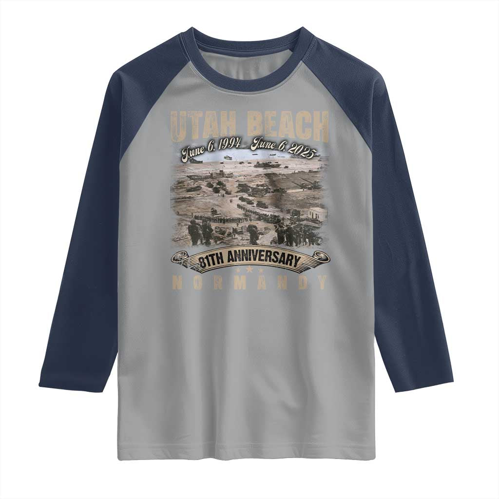 Utah Beach D Day 81 ST Anniversary Honor History Normandy WWII Raglan Shirt