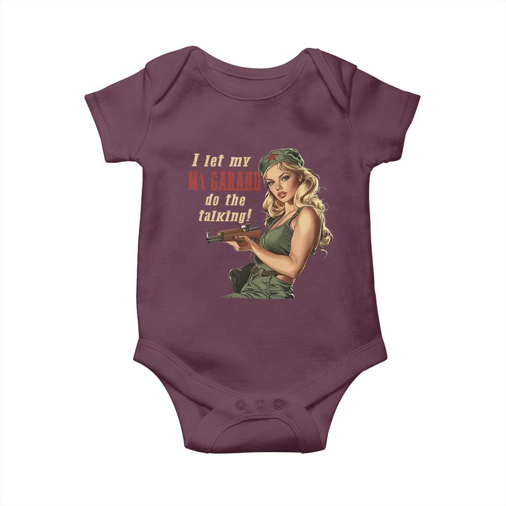 I Let My M1 Garand Do The Talking Baby Onesie WWII Pin Up
