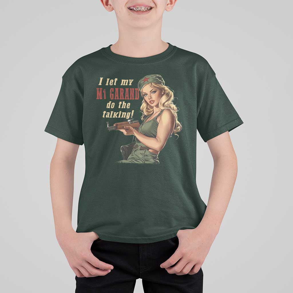 I Let My M1 Garand Do The Talking T Shirt For Kid WWII Pin Up