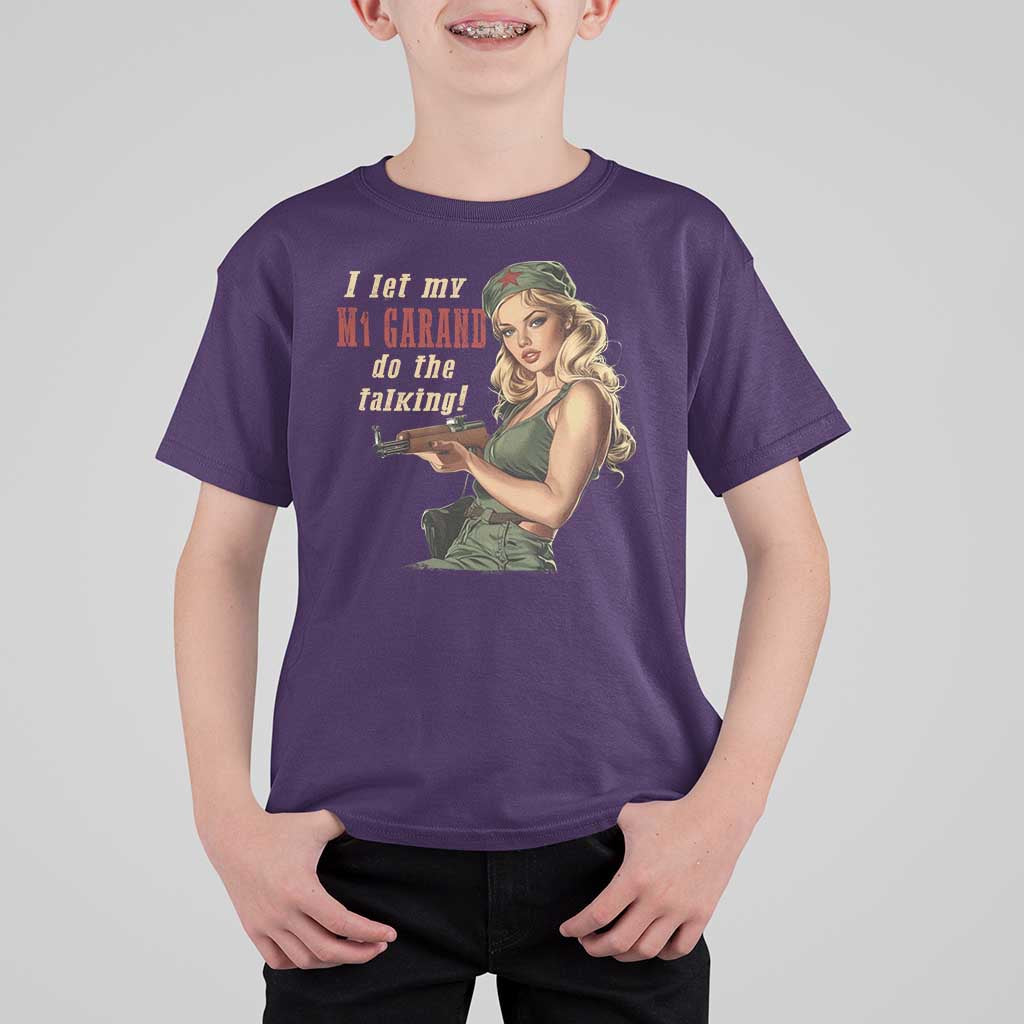 I Let My M1 Garand Do The Talking T Shirt For Kid WWII Pin Up