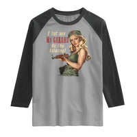 I Let My M1 Garand Do The Talking Raglan Shirt WWII Pin Up