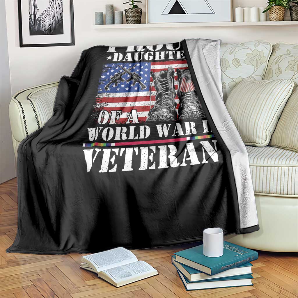 Proud Daughter Of A World War II Veteran Throw Blanket American Flag Army Boots - Wonder Print Shop