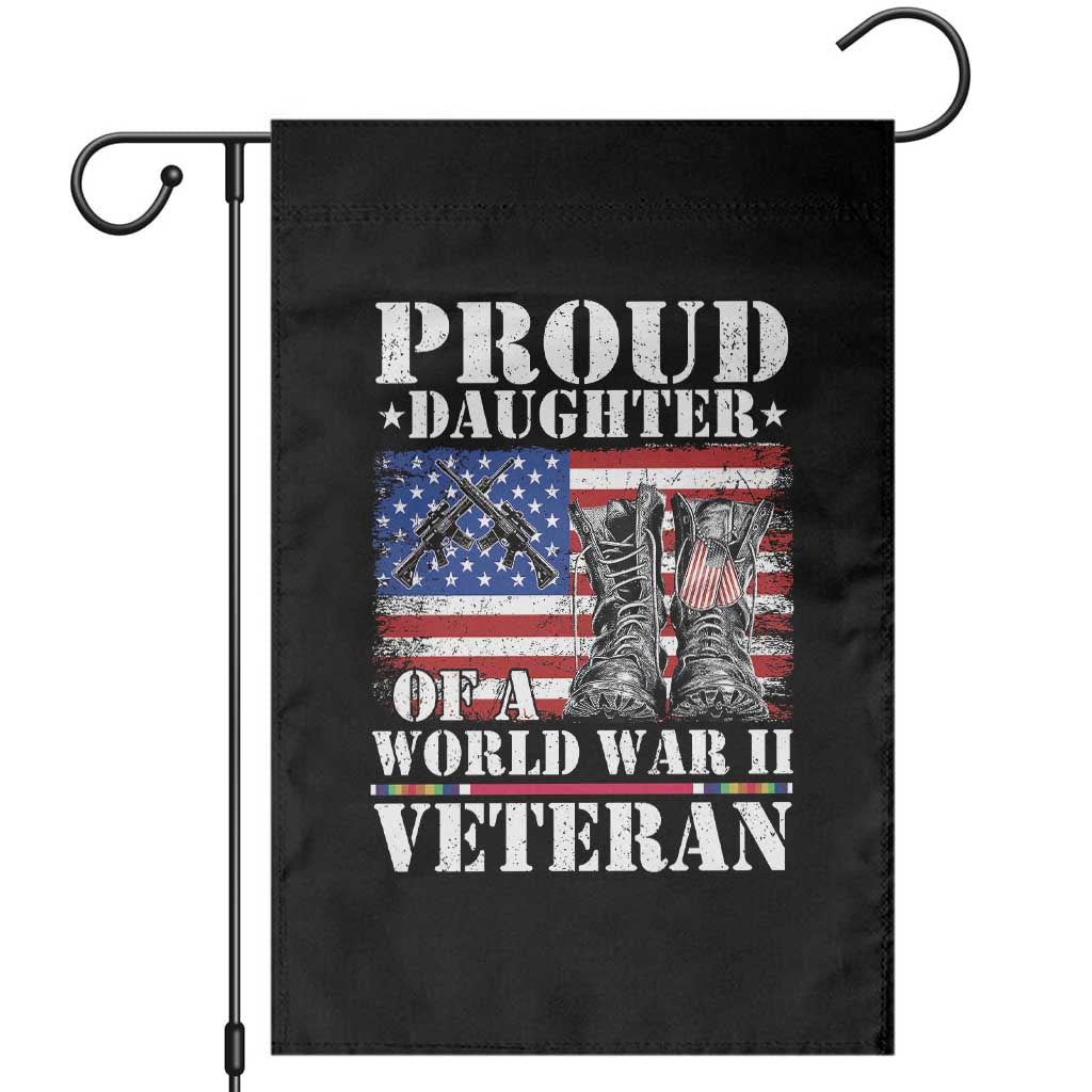 Proud Daughter Of A World War II Veteran Garden Flag American Flag Army Boots - Wonder Print Shop