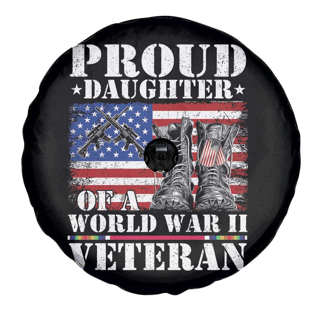 Proud Daughter Of A World War II Veteran Spare Tire Cover American Flag Army Boots - Wonder Print Shop