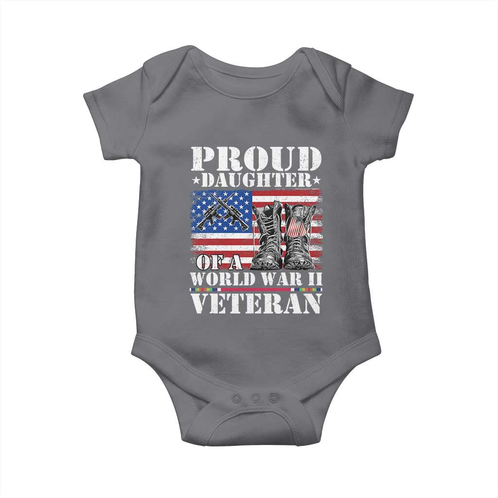 Proud Daughter Of A World War II Veteran Baby Onesie American Flag Army Boots - Wonder Print Shop