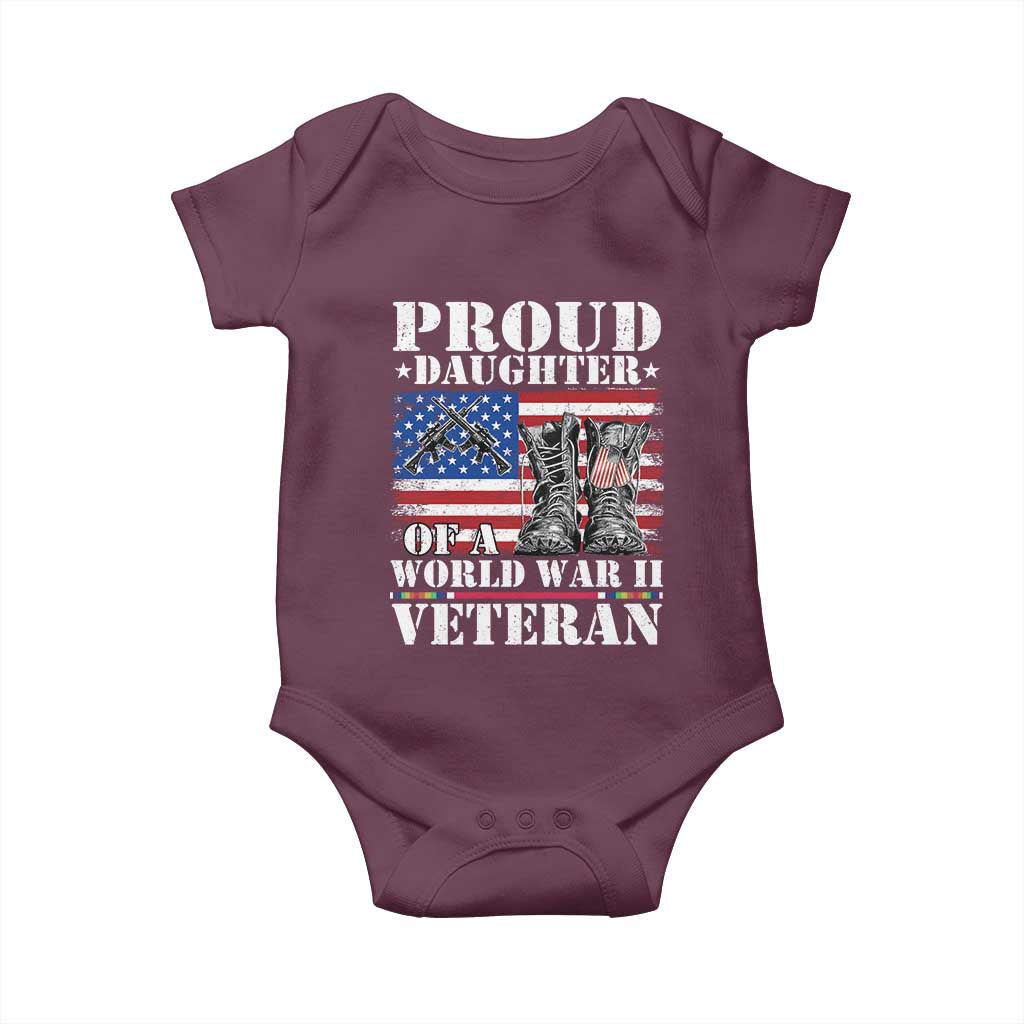 Proud Daughter Of A World War II Veteran Baby Onesie American Flag Army Boots - Wonder Print Shop