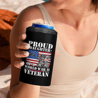 Proud Daughter Of A World War II Veteran 4 in 1 Can Cooler Tumbler American Flag Army Boots - Wonder Print Shop