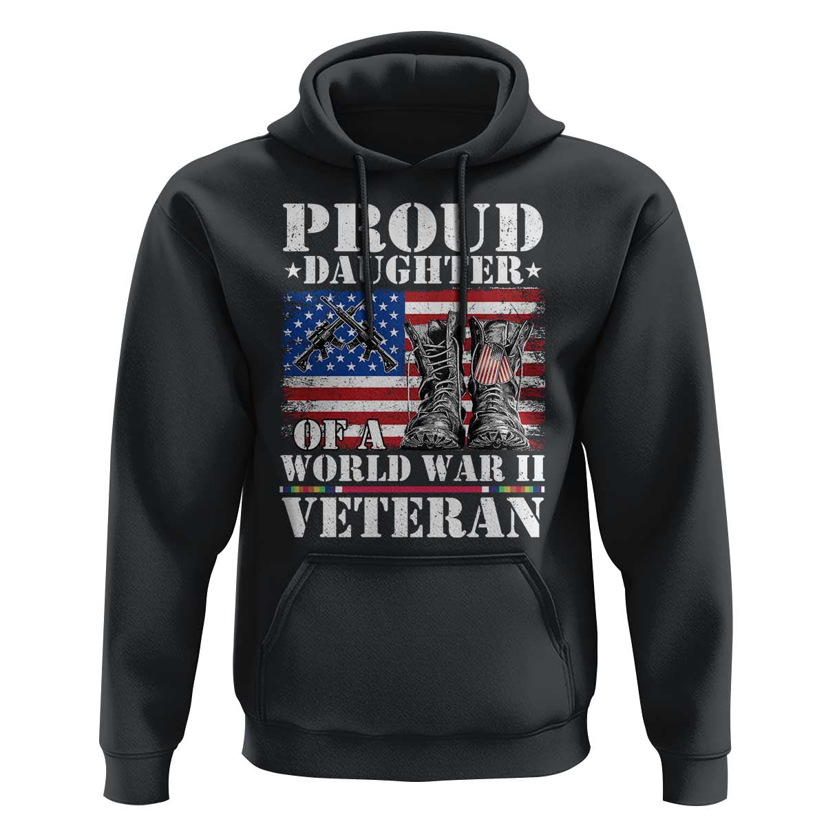 Proud Daughter Of A World War II Veteran Hoodie American Flag Army Boots - Wonder Print Shop