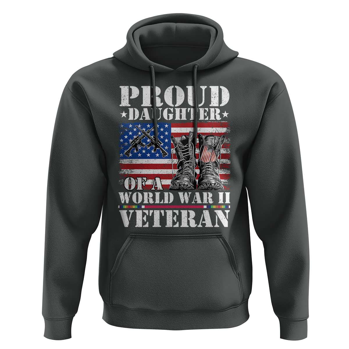 Proud Daughter Of A World War II Veteran Hoodie American Flag Army Boots - Wonder Print Shop