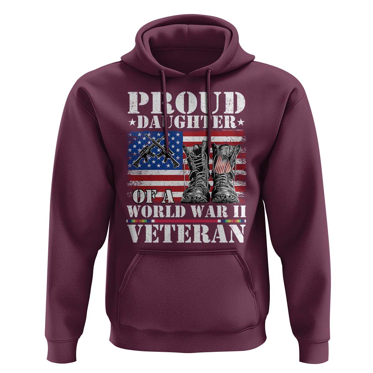 Proud Daughter Of A World War II Veteran Hoodie American Flag Army Boots - Wonder Print Shop