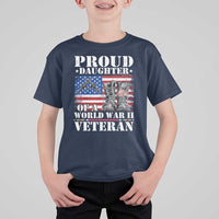 Proud Daughter Of A World War II Veteran T Shirt For Kid American Flag Army Boots - Wonder Print Shop