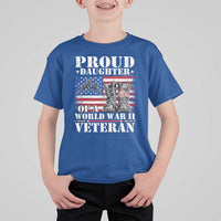 Proud Daughter Of A World War II Veteran T Shirt For Kid American Flag Army Boots - Wonder Print Shop