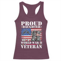 Proud Daughter Of A World War II Veteran Racerback Tank Top American Flag Army Boots - Wonder Print Shop