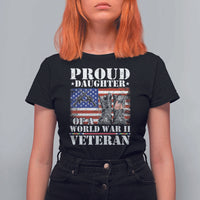 Proud Daughter Of A World War II Veteran T Shirt For Women American Flag Army Boots - Wonder Print Shop