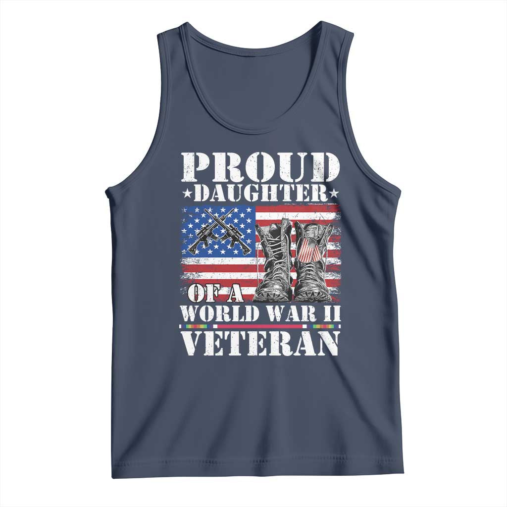Proud Daughter Of A World War II Veteran Tank Top American Flag Army Boots - Wonder Print Shop