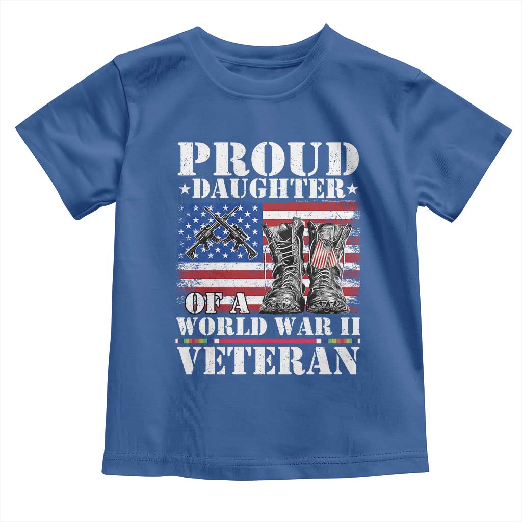 Proud Daughter Of A World War II Veteran Toddler T Shirt American Flag Army Boots - Wonder Print Shop