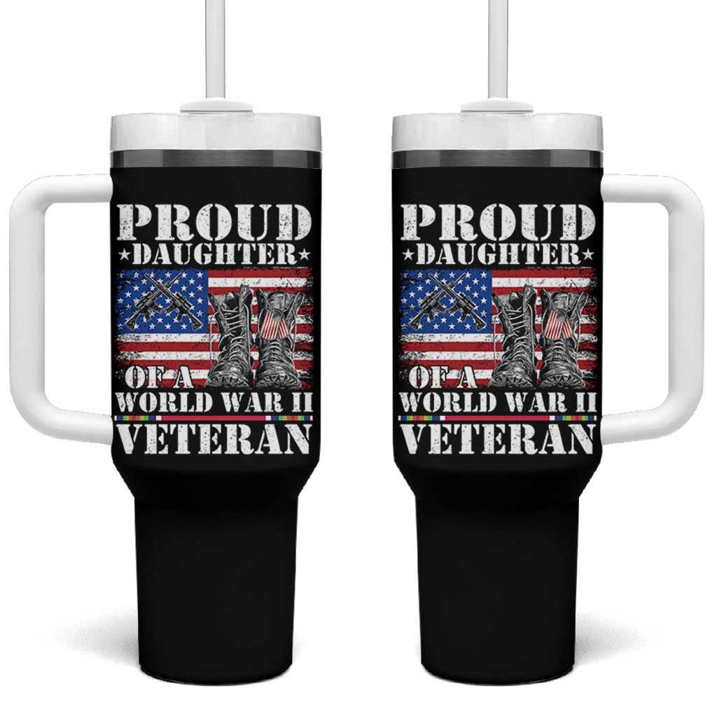 Proud Daughter Of A World War II Veteran Tumbler With Handle American Flag Army Boots - Wonder Print Shop