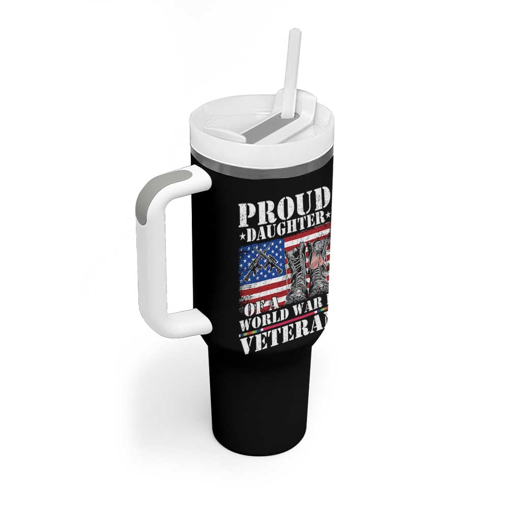 Proud Daughter Of A World War II Veteran Tumbler With Handle American Flag Army Boots - Wonder Print Shop