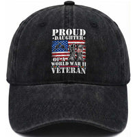 Proud Daughter Of A World War II Veteran Washed Cotton Baseball Cap American Flag Army Boots