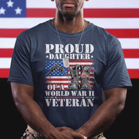 Proud Daughter Of A World War II Veteran T Shirt American Flag Army Boots TS11