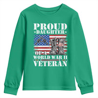 Proud Daughter Of A World War II Veteran Youth Sweatshirt American Flag Army Boots - Wonder Print Shop