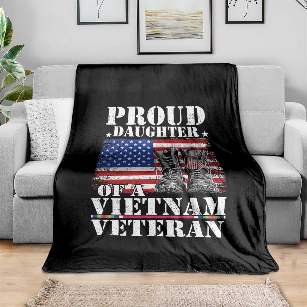 Proud Daughter Of A Vietnam Veteran Throw Blanket American Flag Army Boots