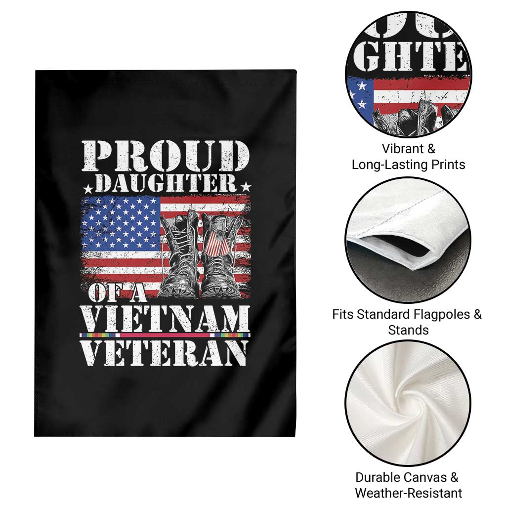 Proud Daughter Of A Vietnam Veteran Garden Flag American Flag Army Boots