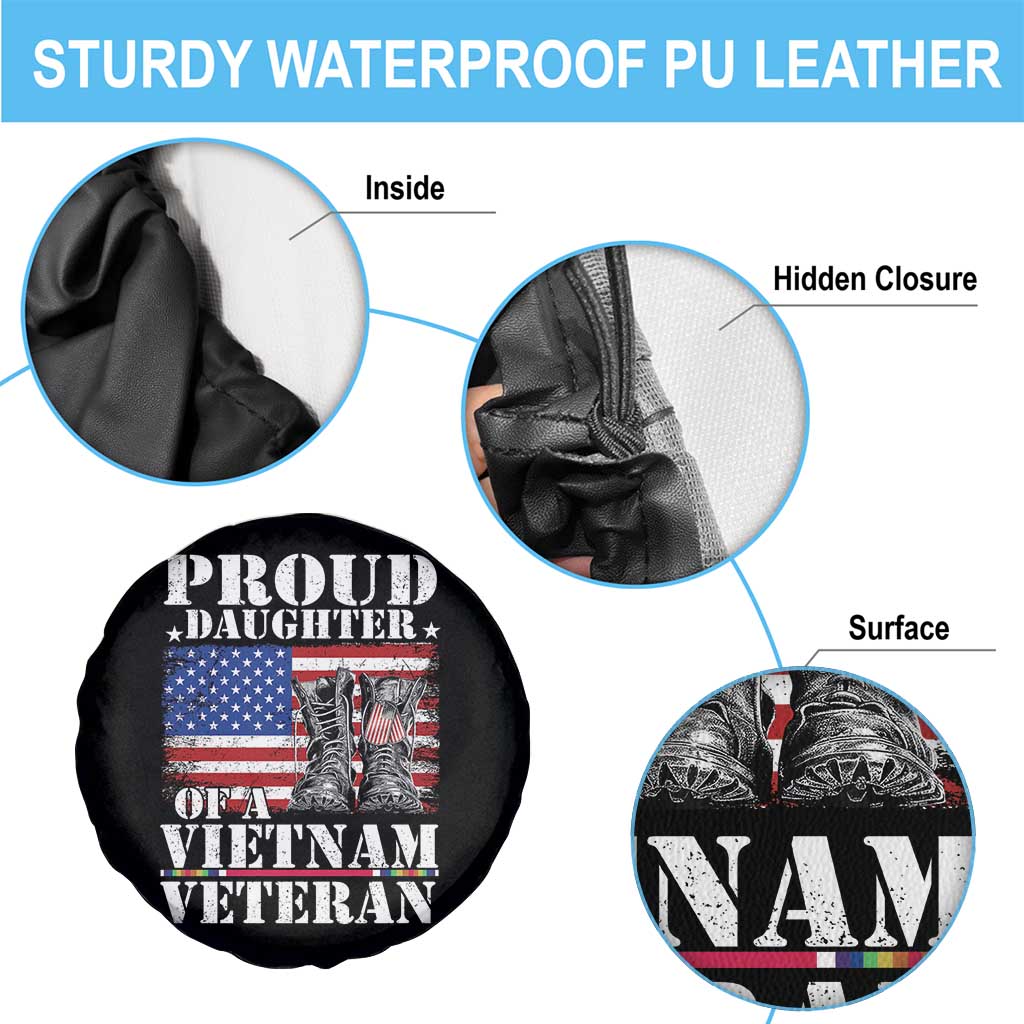Proud Daughter Of A Vietnam Veteran Spare Tire Cover American Flag Army Boots