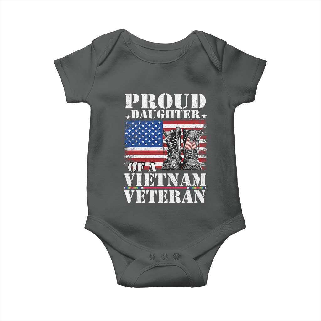 Proud Daughter Of A Vietnam Veteran Baby Onesie American Flag Army Boots