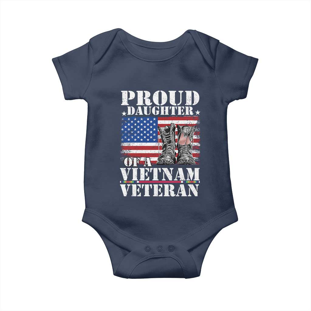 Proud Daughter Of A Vietnam Veteran Baby Onesie American Flag Army Boots