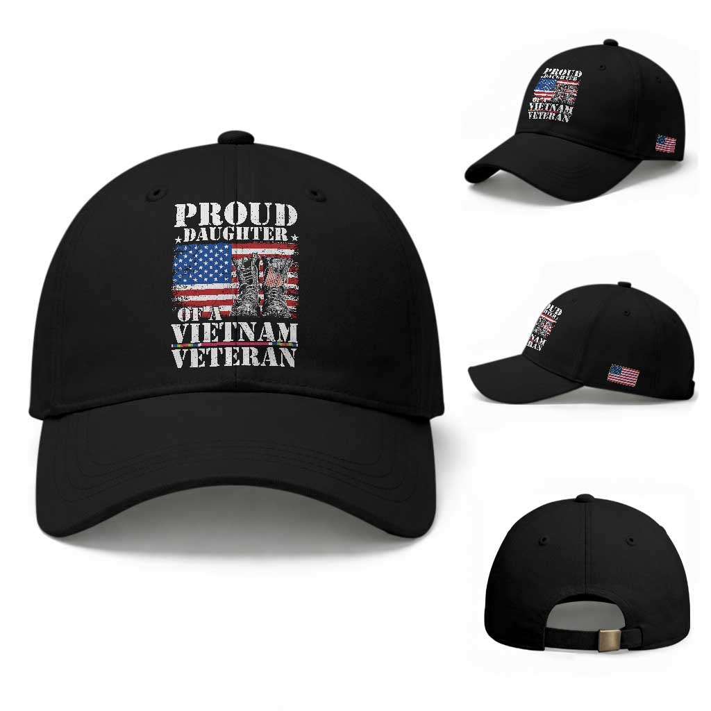 Proud Daughter Of A Vietnam Veteran Baseball Cap American Flag Army Boots
