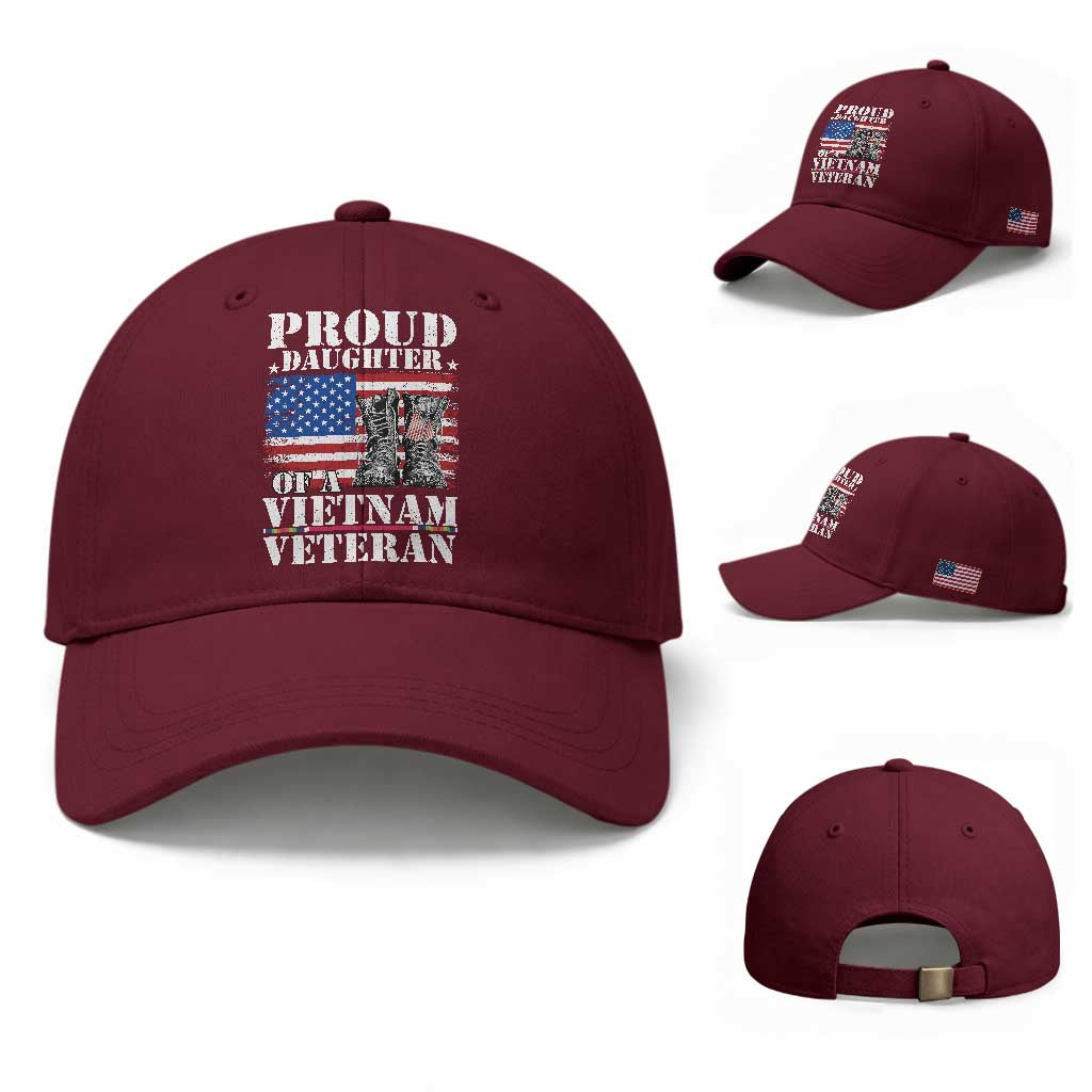 Proud Daughter Of A Vietnam Veteran Baseball Cap American Flag Army Boots